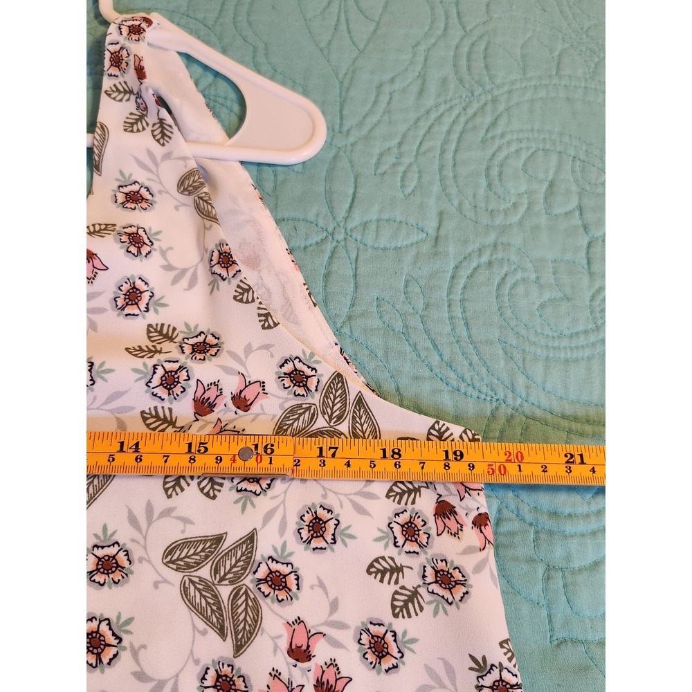 LOFT Floral V-Neck Sleeveless Tank Top White Pink Green SP22 586634 Womens M - Picture 7 of 8